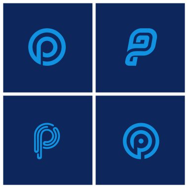 Resim harfi P teknoloji logo tasarımı vektör grafik indirmesi