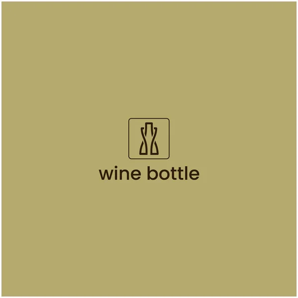 Simple Combination Lineart Wine Bottle Logo Design — Stock Vector