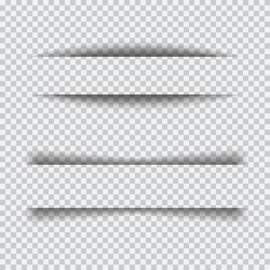 Şeffaf gerçekçi kağıt gölge efektleri kümesi
