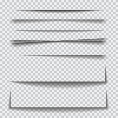 Şeffaf gerçekçi kağıt gölge efektleri kümesi