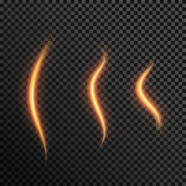 黒の格子縞白のグリッド背景にリアルな透明火災炎のセット — ストックベクタ