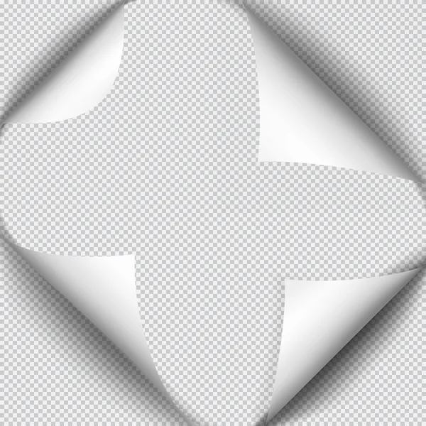 Page curl avec ombre sur feuille de papier vierge — Image vectorielle