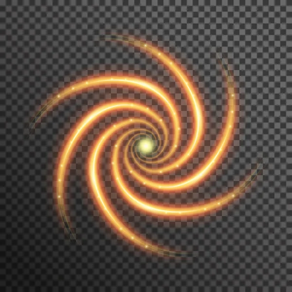 Línea de onda espiral de chispa de fuego vectorial con luces de destello brillantes voladoras — Archivo Imágenes Vectoriales