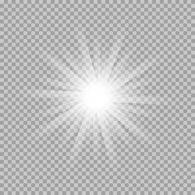 Parlayan ışık patlamaları sparkles şeffaf arka plan ile vektör kümesi