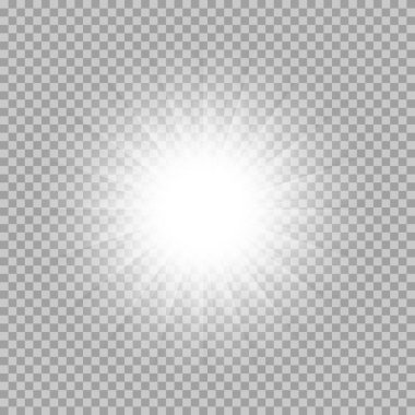 Parlayan ışık patlamaları sparkles şeffaf arka plan ile vektör kümesi