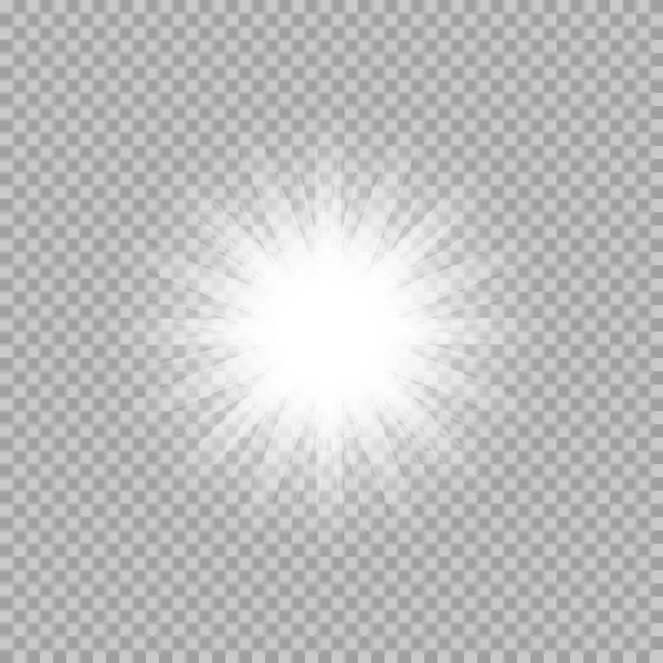 투명 배경 반짝임으로 빛나는 빛 파열의 벡터 집합 — 스톡 벡터