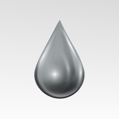 Waterdrop ışık gri arka plan üzerinde. Su balonu kamaşma ve vurguları olan. Metal krom damlacık.