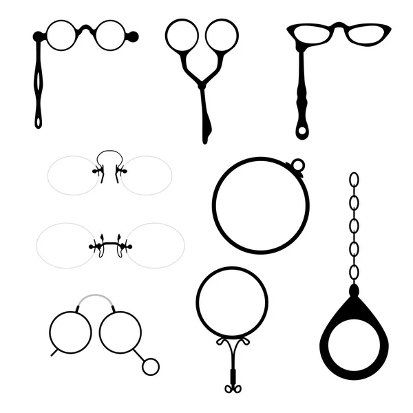 Monóculos, pince-nez, impertinente. — Archivo Imágenes Vectoriales