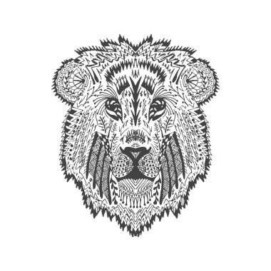 Zentangle stilize aslan kafa