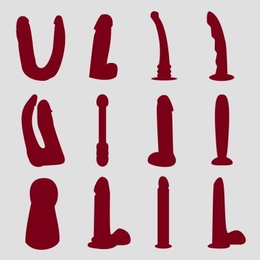 Küme yapay penis siluetleri vektör