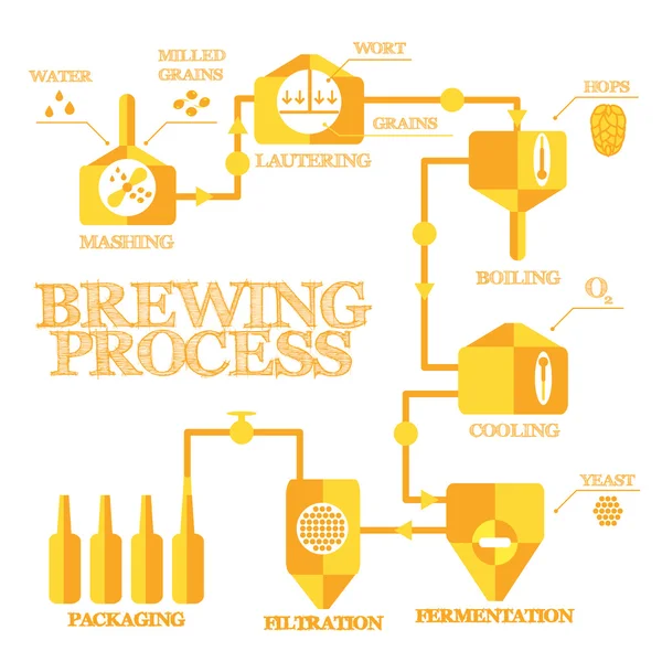 Infográficos processo cervejaria — Vetor de Stock