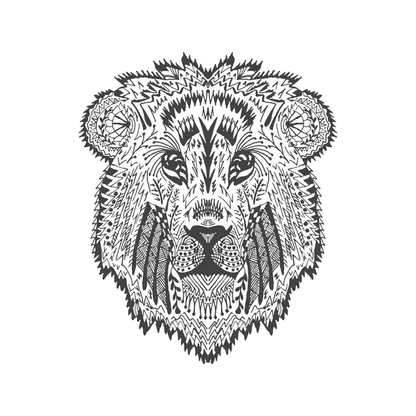 Cabeça de leão estilizada zentangle —  Vetores de Stock