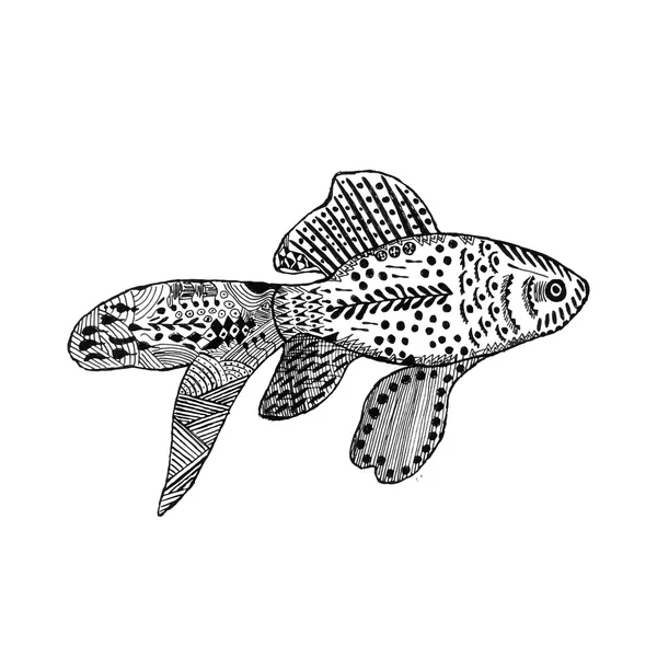 Zentangle gestileerde goudvis — Stockvector