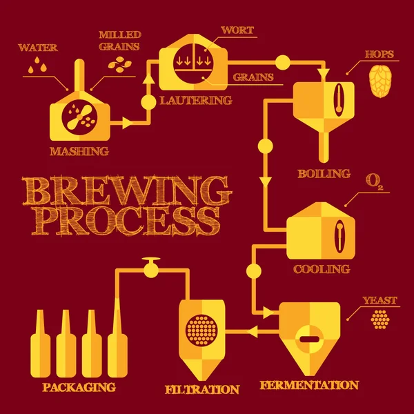 Bryggeriet process infographics — Stock vektor