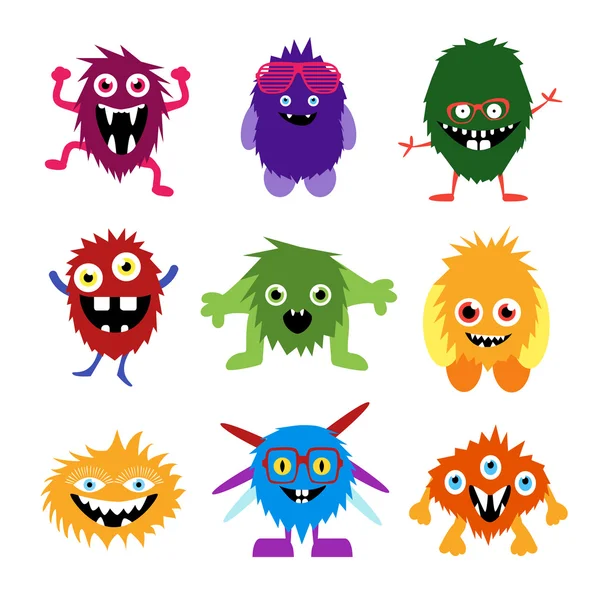 Vector set cute cartoon monsters en vreemdelingen. — Stockvector