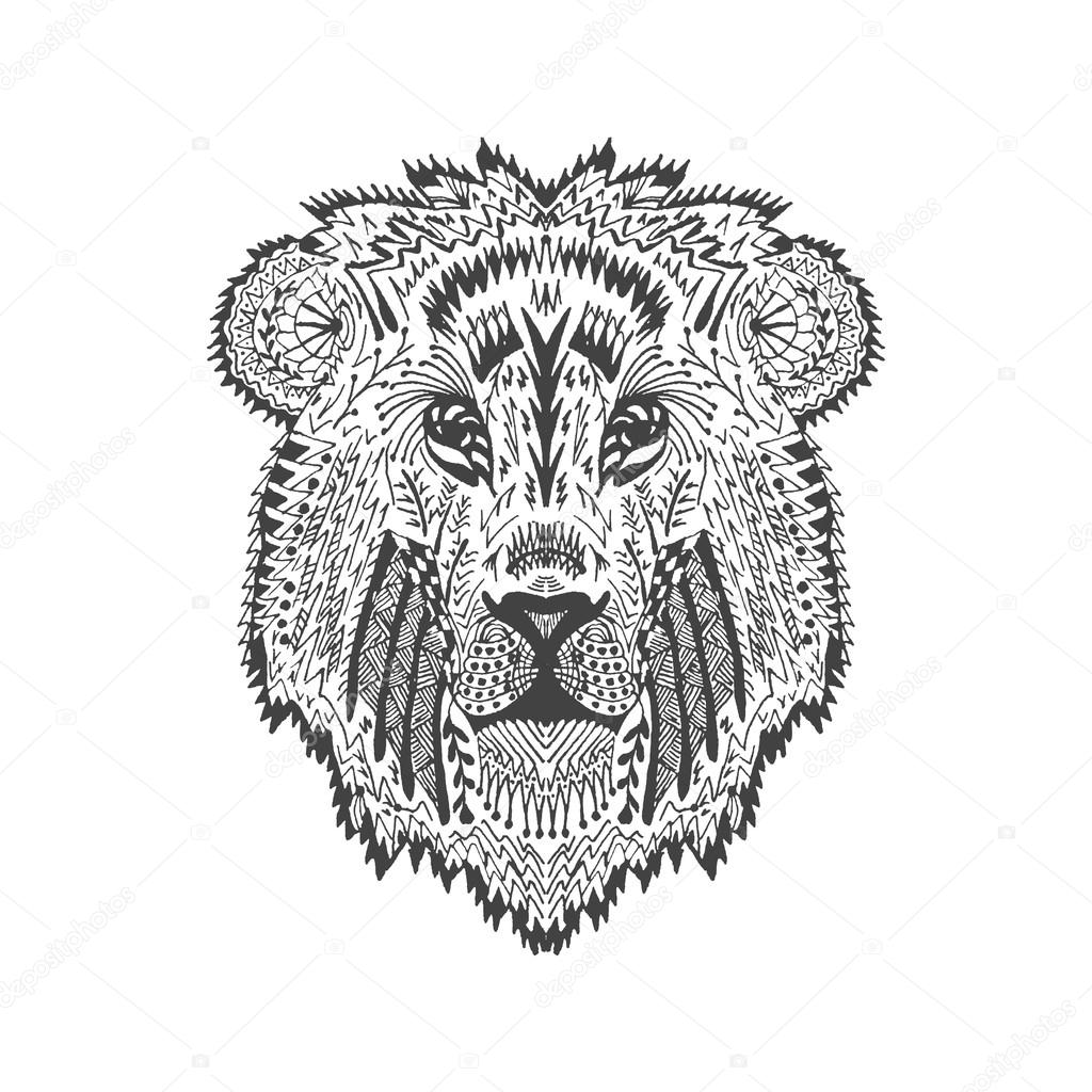 Zentangle stylized lion head
