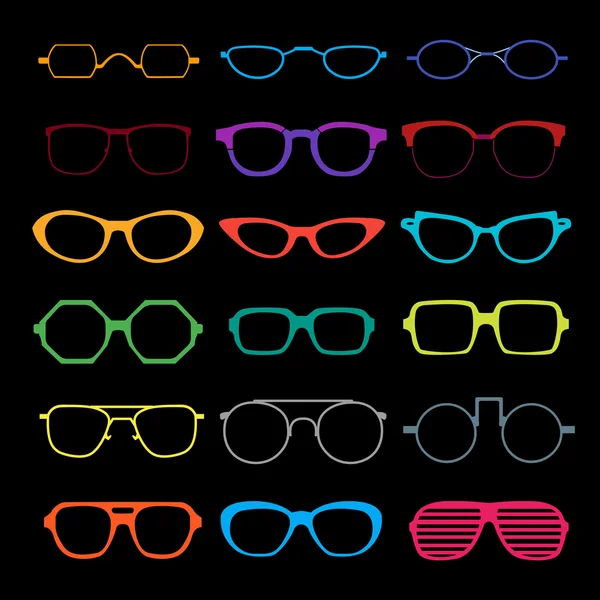 Conjunto de vectores de óculos diferentes — Vetor de Stock