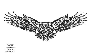 Zentangle kartal stilize. Dövme ya da t-shirt için kroki.