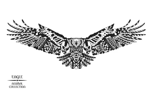 Águila estilizada Zentangle. Boceto para tatuaje o camiseta . — Archivo Imágenes Vectoriales