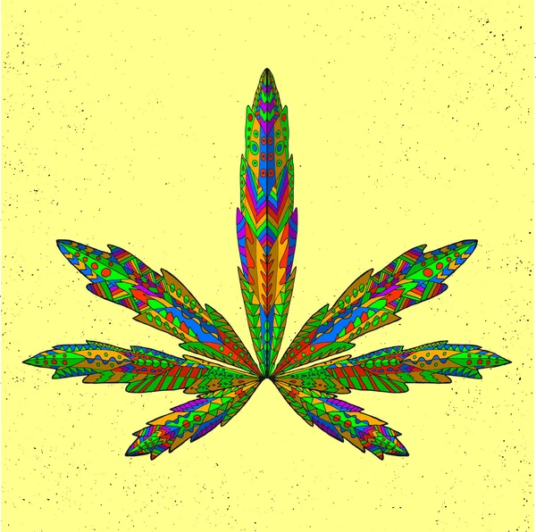 Zentangle stylized marijuana leaf. Sketch for tattoo or t-shirt. — 스톡 벡터