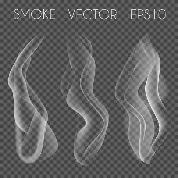 Vector set of transparent realistic white grey smoke — Stock Vector