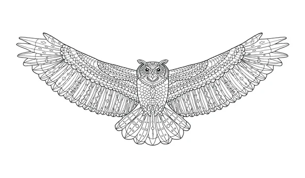 Chouette aigle stylisée Zentangle. Croquis pour tatouage ou t-shirt . — Image vectorielle