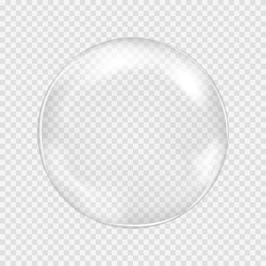 white transparent glass sphere with glares and highlights clipart