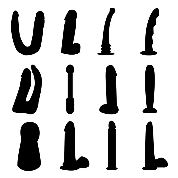 Dildo silhouettes vector set — Stock Vector