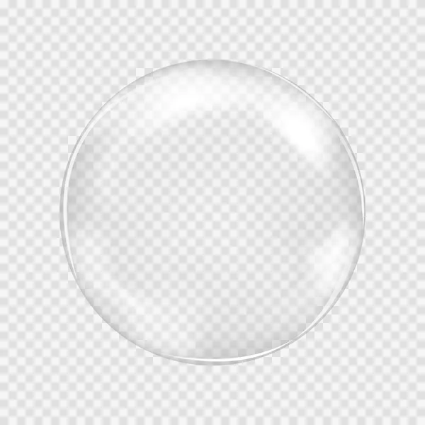 White transparent glass sphere with glares and highlights — Stock Vector