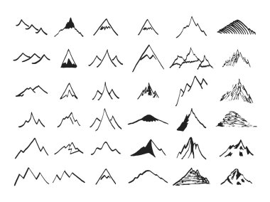 Dağ Icons set. Elle çizilmiş