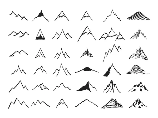 Ícones montanhosos. Desenhado à mão — Vetor de Stock