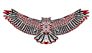 Zentangle stylized eagle owl. Sketch for tattoo or t-shirt. clipart