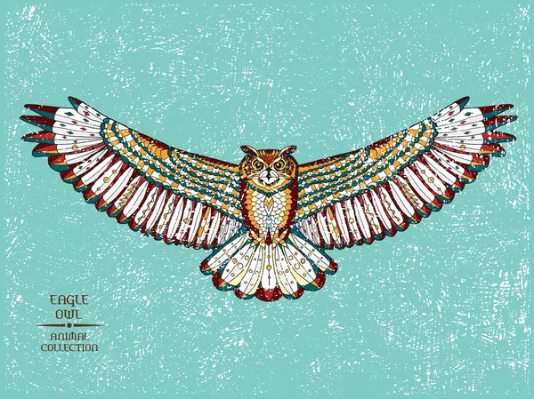 Zentangle kartal baykuş stilize. Dövme ya da t-shirt için kroki.