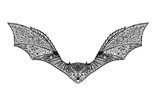 Zentangle stylized bat. Sketch for tattoo or t-shirt. — 스톡 벡터