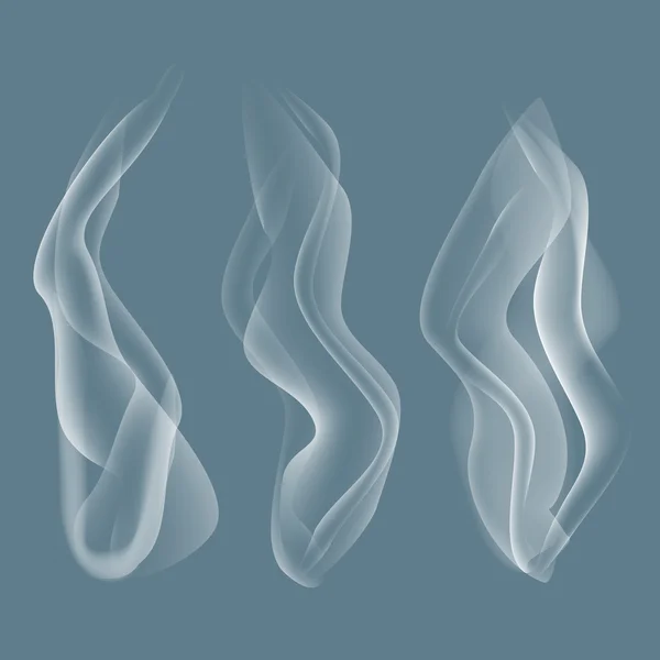 Conjunto vectorial de humo gris blanco realista transparente — Vector de stock