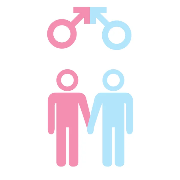 LGBT concept. Icon of gay couple with male marker. Vector illustration on white background. — Stock Vector