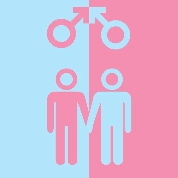 LGBT concept. Icon of gay couple with male marker. Vector illustration on white background. — Stock Vector