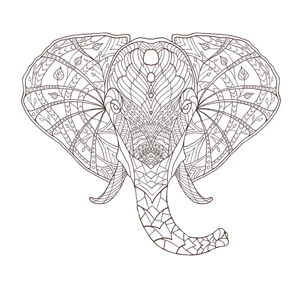 Elephant. Ethnic patterned vector illustration. African, indian, totem, tribal, zentangle design — Stock Vector