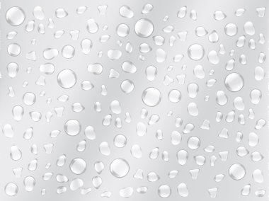 Background of droplets on the surface in gray colors. Transparent water drop set clipart