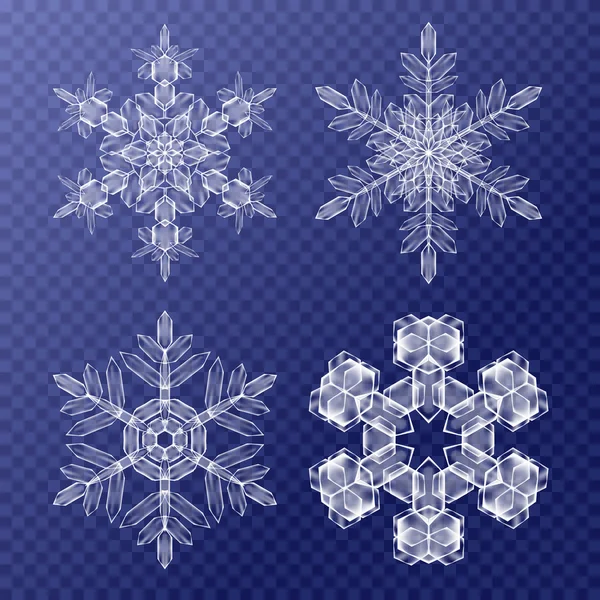 Set decorativo de copos de nieve. Patrón de fondo para el invierno y el tema de Navidad — Vector de stock