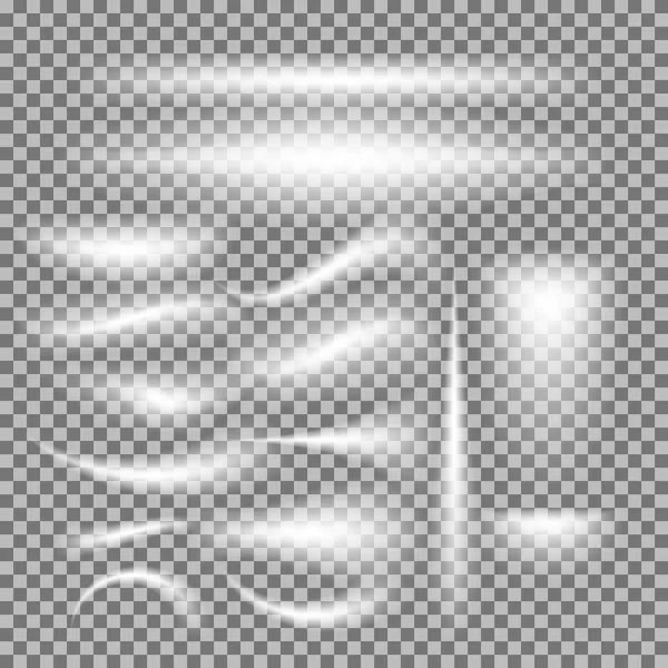 Conjunto vectorial de ráfagas de luz brillante en gris blanco — Vector de stock