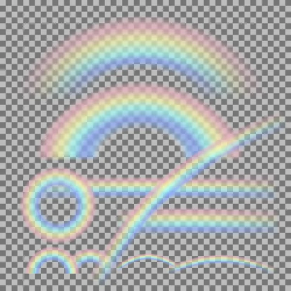 Vector set van verschillende realistische transparante regenbogen — Stockvector