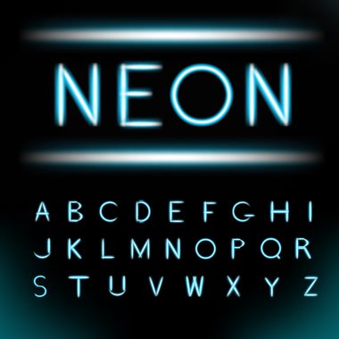 Neon ışık alfabe yazı tipi