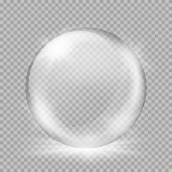 Bola de nieve. Gran esfera de vidrio transparente blanco con reflejos y reflejos — Vector de stock