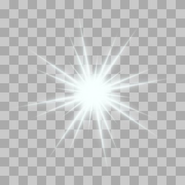 Sparkles şeffaf arka plan ile vektör parlayan ışık patlamaları