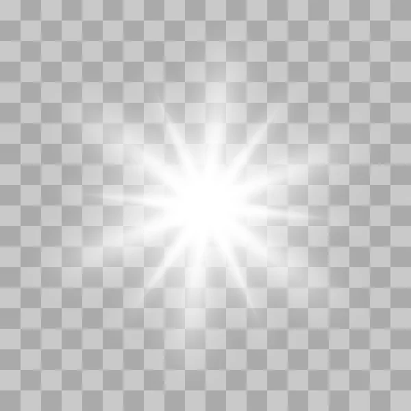 Λαμπερό φως διάνυσμα εκρήξεις με το αστράφτει σε διαφανές φόντο — Διανυσματικό Αρχείο
