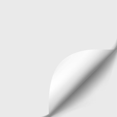 Sayfa curl boş kağıt üzerine gölge ile