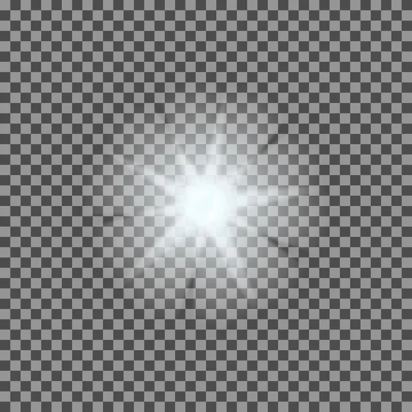 Explosiones de luz brillante vectorial con destellos sobre fondo transparente — Archivo Imágenes Vectoriales