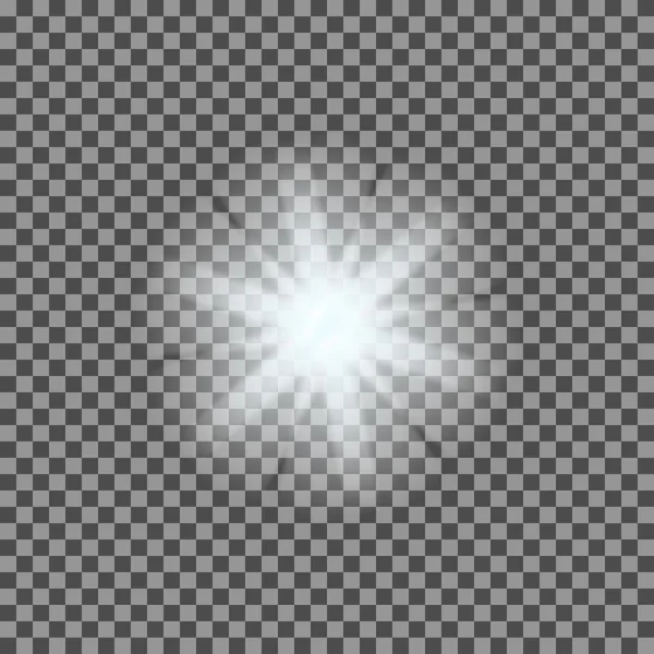 Explosiones de luz brillante vectorial con destellos sobre fondo transparente — Archivo Imágenes Vectoriales