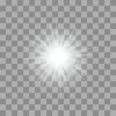 Sparkles şeffaf arka plan ile vektör parlayan ışık patlamaları